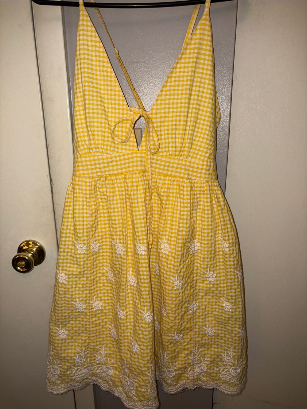 Charlotte Russe Yellow Gingham Sundress with White Lining